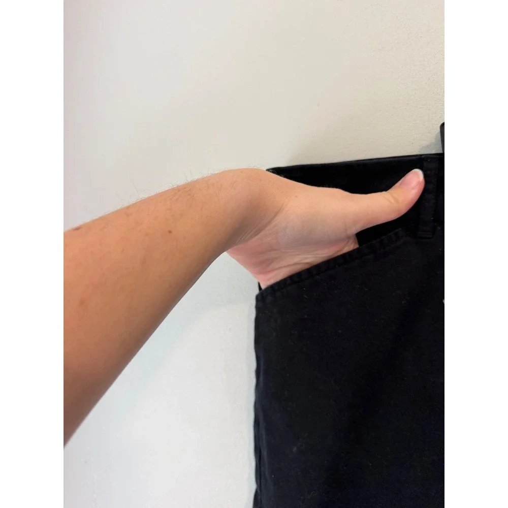 St Johns Bay Womens Black Chino Shorts Size 20W Stretch Cotton Mid Rise Casual